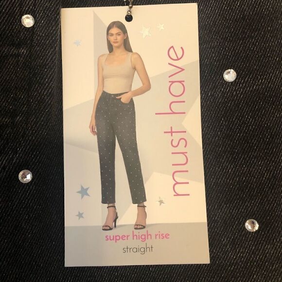 NWT SIMPLE SOCIETY Super High Rise Straight Studded Jeans Size 7/28 - Picture 6 of 16